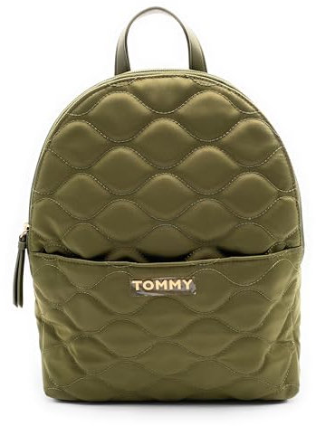 Tommy Hilfiger Rucksack I Cityrucksack I Backpack I Freizeitrucksack I Olivegrün I wattierte Optik I 35x30x10cm I Tragegriff I Handgepäck I Damenrucksack I BagPack9649