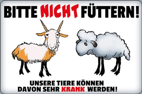 mrdeco Metall Schild 12x18cm gewölbt bitte nicht füttern Tiere krank Schild