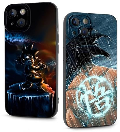 Handyhülle 2 Stück für Apple iPhone 15 PLUS Hülle 6.7'' Anime Dragonball Z Super Z DBZ Son Goku Manga JungeMuster Design Case All Inklusiv Linsen Schutzhülle Stoßfest TPU Weich Ultra Dünn Cover,03