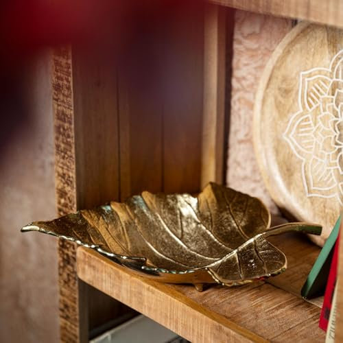 HOMLA Dekorative Schale GIRONA Blattgold 34x25x7 cm