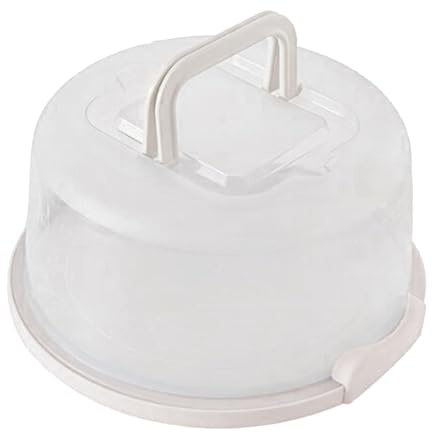 F Fityle Cake Container Cake Carrier Dome Storage Carrier Cupcake Box Round Food Grade with Lid and Handle 8 inch Freezer Cake Keeper
