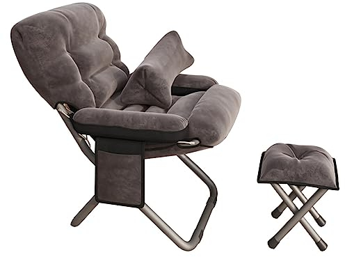 HAQMG Sessel Modern Design Ohrensessel Klappbares Gaming Stuhl Strand Angelstuhl, Sessel Wohnzimmer Relaxsessel Lazy Sofa Chair mit Fußstütze für Schlafzimmer Balkon Wohnzimmer (Color : Brown B)