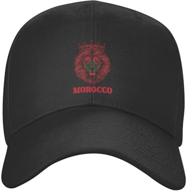 KWQDOZF Baseballkappe mit Löwe-Marokko-Marokkanischer-Flagge für Männer und Frauen verstellbare Klassische Papa-Mütze Trucker-Kappe für Laufen Outdoor-Aktivitäten