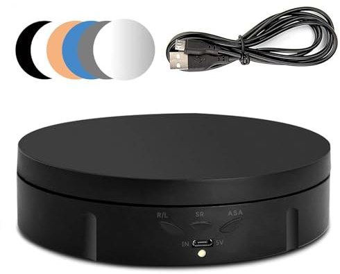 luolety Plateau tournant électrique pour la Photographie, Support Rotatif motorisé à 360 degrés, Charge de 10 kg, pour vidéo en Direct avec 5 arrière-Plans pour Afficher des Bijoux