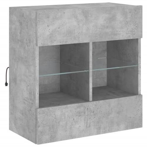 vidaXL TV Wandschrank, TV Schrank mit viel Stauraum, Wandmontage Fernsehschrank mit LED-Leuchten, Hängeschrank TV Möbel Ständer, Modern, Betongrau