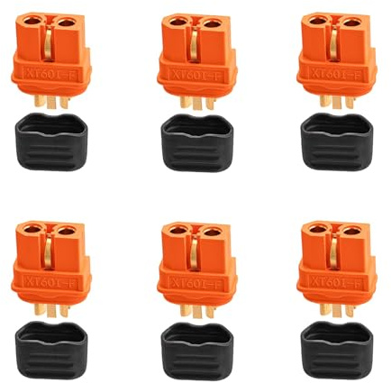 ELFCULB XT60i Buchse 6 Stück mit mantelgehäuse für RC-Batterie | XT60I-F Buchse Weiblich für Amass-Anschluss RC Lipo Drohne Batterie