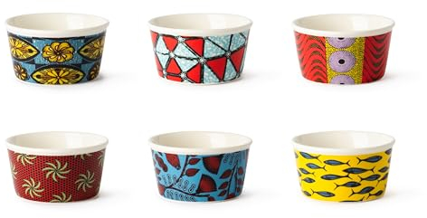 Excelsa Afrika Set mit 6 Eis-/Aperitivschalen, Porzellan, Durchmesser 8,7 cm, verschiedene Dekorationen
