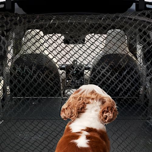 Sporgo Red de barrera para perros: rejilla para perros para el maletero del coche, barrera de aislamiento de coche ajustable, red de seguridad para perros, rejilla separadora para maletero de perro