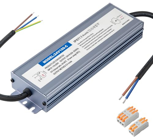 Karyoosi LED Trafo 24V 150W 6.25A, LED Netzteil 24V, Transformator 230V auf 24 Volt DC, Wasserdichtes IP67 LED Treiber Für Beleuchtung im Innen- und Außenbereich