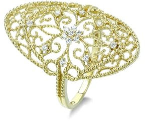 Stfery Goldring 18 Karat Ring für Frauen Rund Moissanit Partnerring Damen