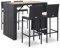 Willood 5-TLG. Garten-Bar-Set Poly Rattan und Akazienholz Schwarz Leicht zu reinigen, schönes Design, langlebig, leichte Konstruktion, Sitzkissen Komfort, abnehmbar und einfach zu montieren