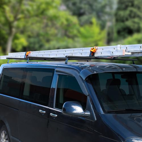 OMAC Dachträger + Leiterhalter Set Lastanschläge kompatibel mit Opel Vivaro 2001-2014, Aluminium, 3 TLG, Schwarz,