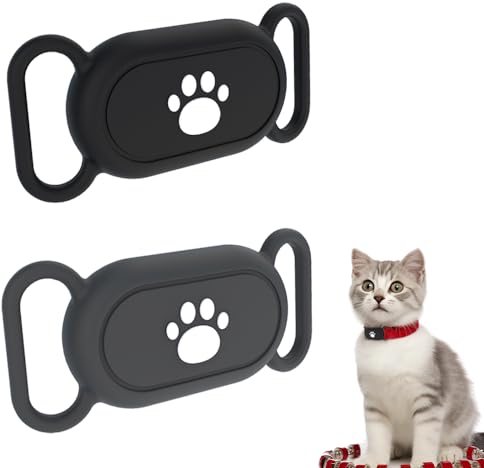 XUSUD 2 x Silikon-Halsbandhalter, wasserdicht, Haustier-Schutzhülle, Anti-Verlust-Katzenhalsband, Haustier-Locator-Hüllen für Katzen, Hundehalsbänder, Ortungsgerät, GPS-Tracker-Zubehör