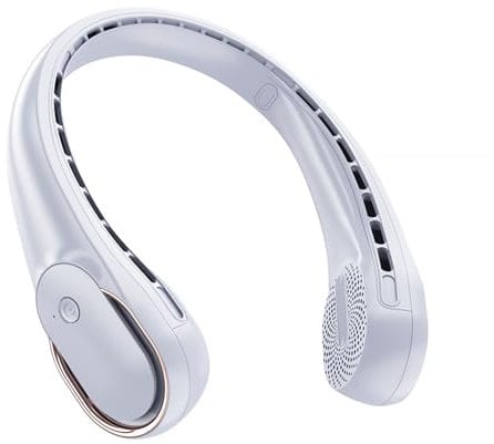 Bobety Portable Neck Fan with Strong Wind - 5000mAh Rechargeable neck fan, Adjustable 360° Cooling, Super Quiet - Non-Slip Material, Short Charging Time, and Long Use Time (White)