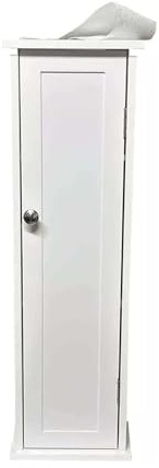 PREMZO Roll Holder with Storage Cabinet Rack, MDF Toilet Paper Top Hole Design, Freestanding Inner Storage Shelves, Light Weight Portable, Toilet Tissue Roll Holder | 66 x 20 x 20 cm (WHITE)