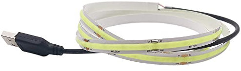 Cleiscry COB USB LED Streifen 1m 2m 400LEDs/m LED Strip DC5V RA>90 ohne Dimmer Flexibel hohe Dichte für TV PC DIY Dekoration Inneneinrichtung (Grünes Licht (525nm), 1m (mit USB Stecker))