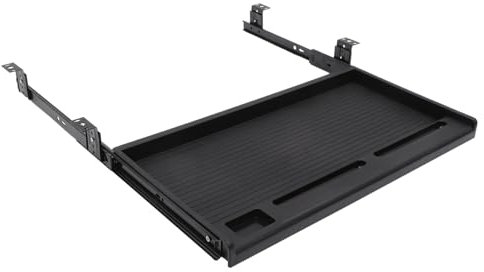 Lurrose Bandeja para Teclado Debajo del Escritorio Cajón Extraíble con Deslizadores para Oficina Bandeja Deslizante para Teclado De Escritorio