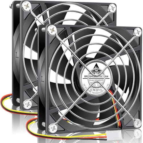 GDSTIME 2 Pack 92mm Computer Case Fan 3 Pin 12V DC Brushless Cooling Fans 90mm 92x92x25mm Replacement for NAS CPU Coolers