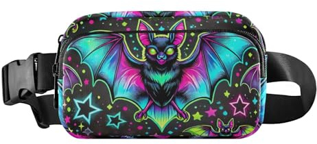 Gürteltasche mit verstellbarem Riemen, Bauchtasche, Geldbörse für Damen, Crossbody, Neon Fledermaus-Galaxie, Einheitsgröße, Neon Fledermaus-Galaxie