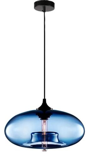 Lampe suspendue industrielle moderne Lampes suspendues créatives en verre soufflé Lampes suspendues pour îlot de cuisine Lampes suspendues modernes de couleur bleue à bulles pour salle à manger Bar