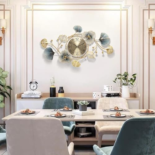 NNYCC Wanduhr Sehr groß Kreative Moderne Metall Stille Wanduhren 3D Kunst Dekoration Wohnzimmer Schlafzimmer Digitale Wanduhr für Büro Kunstwerk Hotel Dekor Indoor,Gold,A