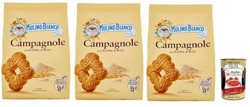 Italian Gourmet Campagnole Biscotti Farina di Riso Reismehl Kekse 3 x 700g | Rustikaler Genuss mit leichter Getreidenote, dolci friabili für Frühstück, Gesamtnettogewicht 2,1 kg + Kostenlos Polpa 400g
