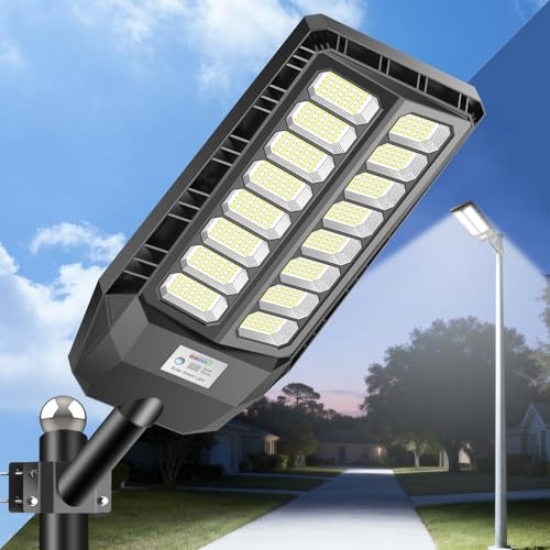 JADIDIS 800W Solar Straßenlaterne mit Fernbedienung,IP67 Wasserdichte Solarlampen für Außen mit Bewegungssensor,6500K Solarleuchten Superhelles LED Solar Strahler Außen für Gärten,Garage,Straßen