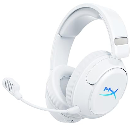 HyperX Cloud Flight 2, Cuffie Gaming Wireless, Luci RGB Personalizzabili | Batteria fino a 100 Ore, Wireless 2,4 GHz, Bluetooth, Instant Pair, PC/PS/Switch, Bianca