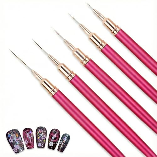 5Pcs Fine Liner Nail Art Brushes Set for Acrylic Gel Nails