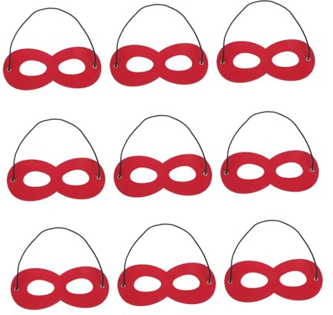 FUNOMOCYA 10pcs Superhero Eye Masks Soft Comfortable Party Accessories for Boys Cosplay Dress-up Masquerade Costume Props in Red