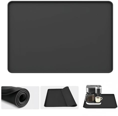 HQTS Silicone Coffee Machine Mat, 50cm*40cm in Silicone Coffee Mat with Raised Edges, Anti-Slip Accessories for Automatic Coffees Machines, Kitchen Worktop Protector