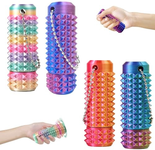 Little Ouchies Pain Fidget 4er-Set – Rotierendes Spiky Stressabbau Spielzeug für Erwachsene, Sensorisches Stim Tool gegen Angst, 3D Schlüsselanhänger gegen Skin Picking