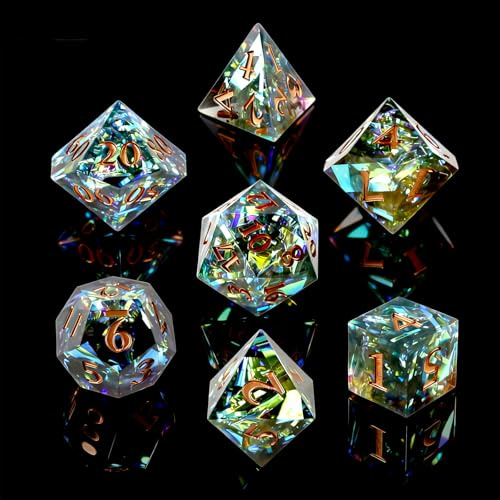 7 Stück DND-Spielwürfel-Set, Polyedrische Würfel,Upscale Resin DND Dice Set | Würfel für Dungeons and Dragons MTG RPG Pathfinder Rollenspiele Spielwürfel, D4 D6 D8 D10 D12 D20 D%