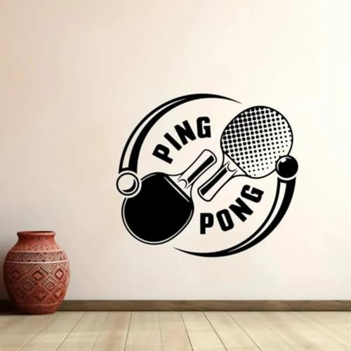 Black - Table Tennis Wall Sticker Table Tennis Player Wall Decoration Gift Window Decal