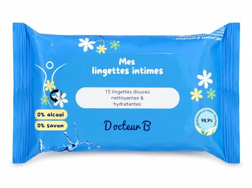 Docteur B Lingettes Intimes Femme – 15 Lingettes Intimes Douces Nettoyantes et Hydratantes – Hygiène Intime Femme Sans Alcool et Sans Savon – Fraîcheur Intime Quotidienne (3)