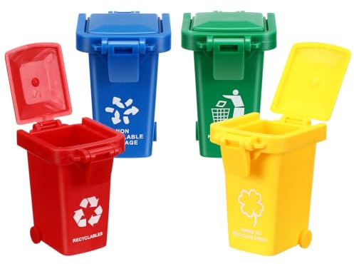 YARNOW Ensemble de 12 Mini-poubelles - Jouet Éducatif de Tri des Déchets pour Enfants, Idéal pour L'apprentissage Précoce à La Maison - Rouge, Jaune, Bleu, Vert