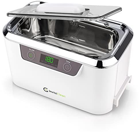 InvisiClean Professional Ultrasonic Cleaner Machine | Electronic Silver Jewelry Cleaner for Eyeglass / Dentures / Diamond Ring | Pro Elite Model with Stainless Steel Tank for Retainer