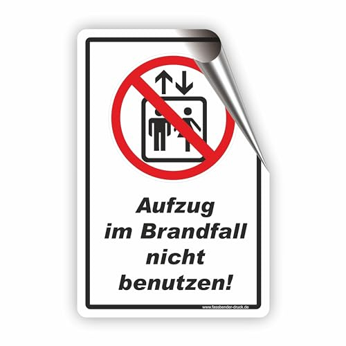 Fassbender-Druck SCHILDER Aufzug IM BRANDFALL Nicht BENUTZEN - Schild/D-076 (40x60cm Aufkleber)
