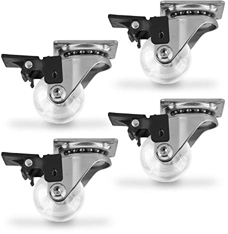 SOTECH 4 Stück Lenkrollen SWIFT Rollen-Ø 35 mm transparent mit Feststellfunktion, Transportrollen belastbar bis 140 kg (35 kg pro Möbelrolle), Höhe 51 mm