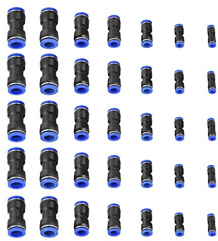 Akozon Racor Neumatica Conectores 35Pcs Quick Fittings Conectores Aire Conector recto Air Push OD 10/12/14/16mm Manguera de aire Accesorios neumáticos para la conexión rápida de tuberías de aire