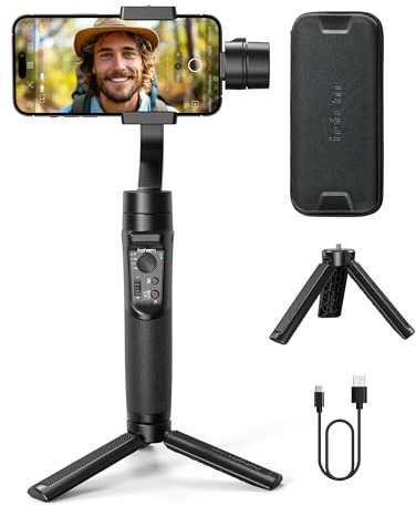 hohem Mobile Plus 2024, Stabilizzatore Smartphone - Stabilizzatore cardanico a 3 assi, face tracking, controllo time-lapse per la registrazione delle applicazioni per iPhone, Samsung, Huawei