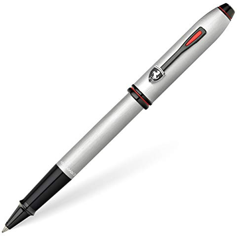 Cross Townsend Ferrari Rollerball Pen - Medium Line Width - Black Ink - Chrome/Aluminium Grey - Includes Premium Gift Box