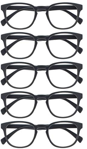 OPULIZE Pop Lesebrille 5er Pack Keck Rund Matt Rahmen Federscharniere Kratzfest Grau Herren Damen RRRRR2-7 +1.50