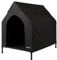 lionto Outdoor Hundeliege überdacht, 130x85x113 cm, wasserabweisendes, kratzfestes Oxford-Material & atmungsaktives Netzgewebe, erhöhtes Hundebett mit abnehmbaren Füßen, für Hunde bis 80 kg, schwarz