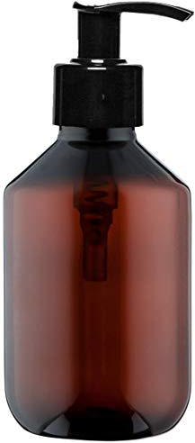 Leere Plastikflaschen 200ml - 10 Stück - PET Braun 28 nachfüllbar - mit schwarzer Pumpe - leer - nr.61