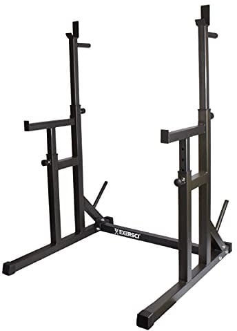 Exersci Adjustable Heavy Duty Squat Rack With Spotters & Weight Plate Holders, Home Gym, Bench Press, Fitness, Weight Lifting