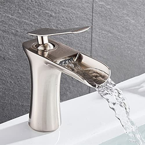 YHSGY Grifo De Lavabo Cromado, Grifo Mezclador De Baño De Una Manija, Grifo De Latón Montado En La Cubierta, Grifo De Agua Fría Y Caliente, Grifo Mezclador Para Lavabo