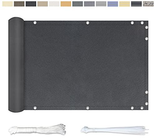 YangAera Balkon Sichtschutz Balkonabdeckung 60x500CM, Windschutz Wasserdicht und UV-Schutz Balkonverkleidung - mit Ösen Kabelbinder und Kordel, für Balkongeländer Terrasse Garten (Anthrazit)