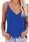 NONSAR Camiseta interior con tirantes finos ajustables estilo espagueti para mujer, camiseta básica, camisola, azul, L