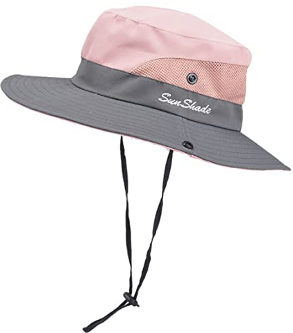 Kinder Sonnenhut mit Gurt Mädchen Pferdeschwanz Kappe Mesh Loch Hut UV Schutz UPF 50+ Sommerhut Jungen Kleinkinder Sonnenhut Verstellbarer Hut Krempe mit Kinnriemen Laufen Radfahren Wandern Mütze